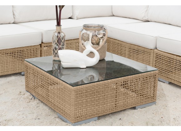 Panama Jack Outdoor Austin Coffee Table with Glass Room View