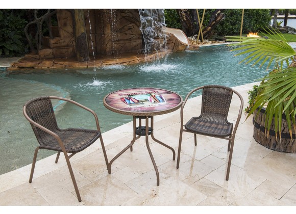 Panama Jack Outdoor Café 3 Pc Chairman of The Boards Bistro Set Outdoor View