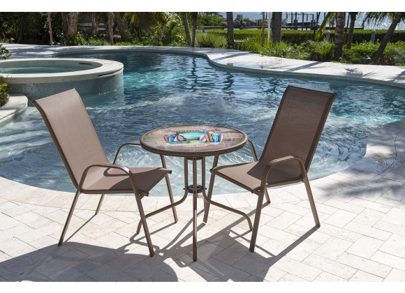 Panama Jack Outdoor Cafe 3 PC Chairman of the Board High back Sling Bistro Set