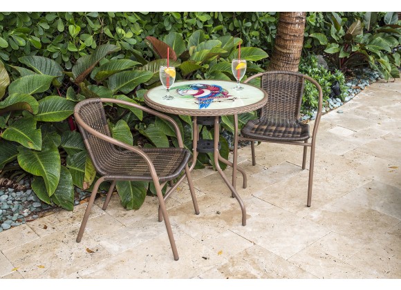 Panama Jack Outdoor Café 3 Pc Parrot Bistro Set Outdoor View