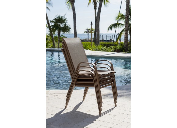 Panama Jack Outdoor Cafe Stackable set of 4 High Back Sling Armchairs Outdoor View