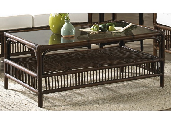 Panama Jack Sunroom Bora Bora Coffee Table with Glass Room View