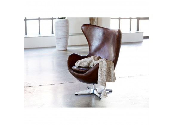 Moe's Home Collection St. Anne Swivel Club Chair - Dark Brown Leather - Lifestyle