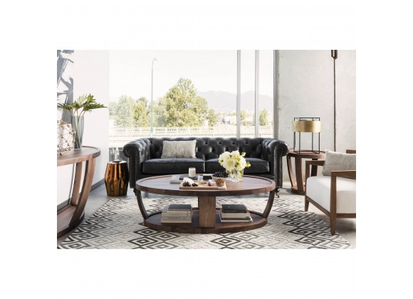 Moe's Home Collection Birmingham Sofa in Onyx Black Leather - Lifestyle