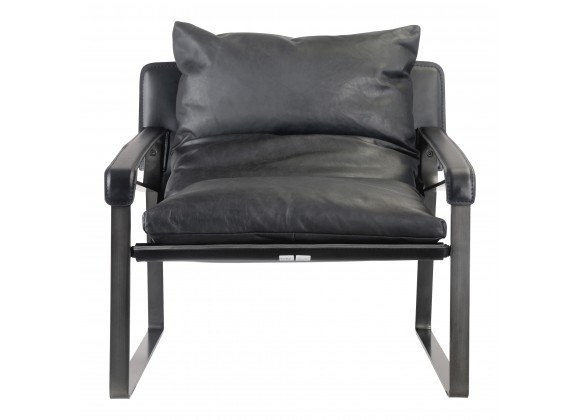 Moe's Home Collection Connor Club Chair Onyx Black Leather - Front Angle