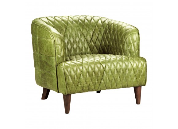 Moe's Home Collection Magdelan Tufted Arm Chair - Jungle Grove Green Leather - Front Side Angl