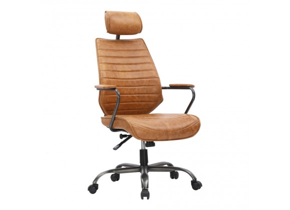 Moe's Home Collection Executive Office Chair - Cigare Tan Leather - Front Side Angle