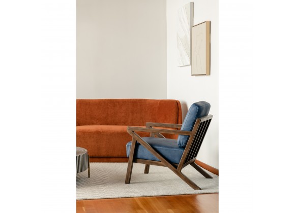 Moe's Home Collection Drexel Arm Chair in Kaiso Blue Leather - Lifestyle