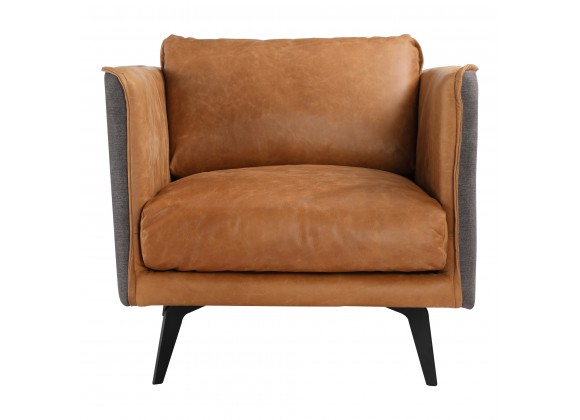 Moe's Home Collection Messina Leather Arm Chair Cigare Tan - Front Angle