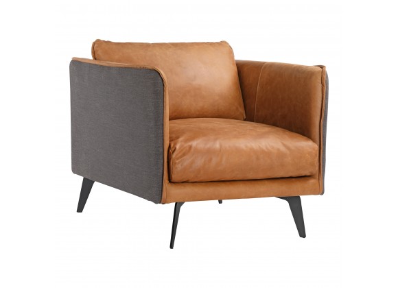 Moe's Home Collection Messina Arm Chair - Cigare Tan Leather - Front Side Angle