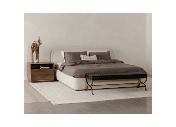 Moe's Home Collection Teatro Bench Onyx Black Leather - Lifestyle