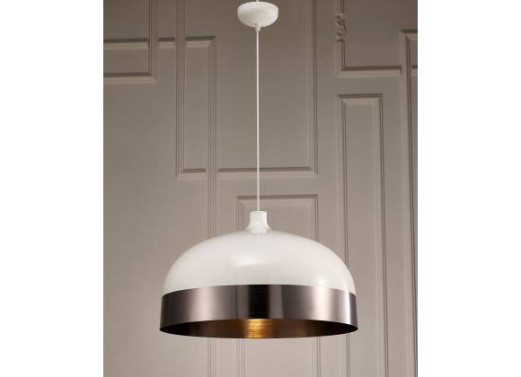 Adriana Pendant Lamp In Silver And White Aluminium