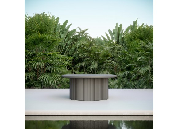 Azzurro Living Palma 40" Coffee Table White With Matte Charcoal Aluminum Frame And Matte Charcoal Aluminum - Lifestyle