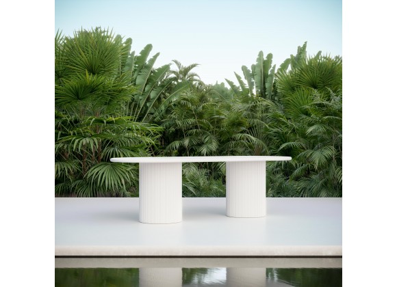 Azzurro Living Palma 96" Dining Table White With Matte White Aluminum Frame And Top - Lifestyle