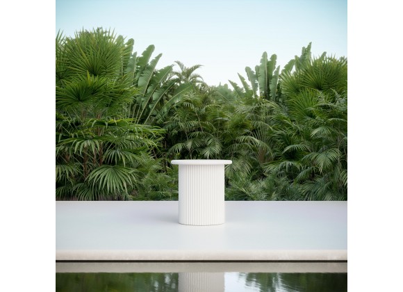 Azzurro Living Palma Side Table White With Matte White Aluminum And White Aluminum - Lifestyle