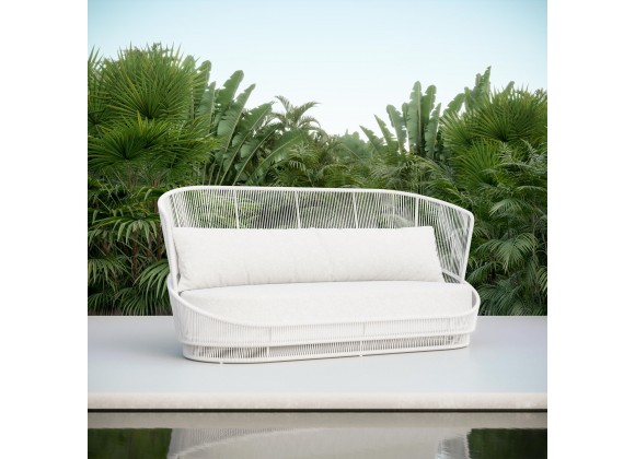 Azzurro Palma 3 Seat Sofa In Matte White Aluminum Frame And White All-Weather Texteline Rope - Lifestyle