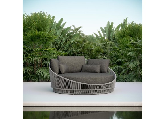 Azzurro Palma Day Bed With Matte Charcoal Aluminum Frame And Mocha Mist All-Weather Texteline Rope - Lifestyle