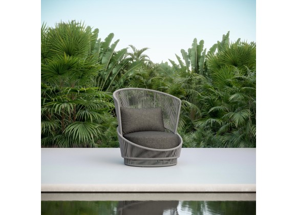 Azzurro Palma Swivel Club Chair In Matte Charcoal Aluminum Frame And Mocha Mist All-Weather Texteline Rope - Lifestyle