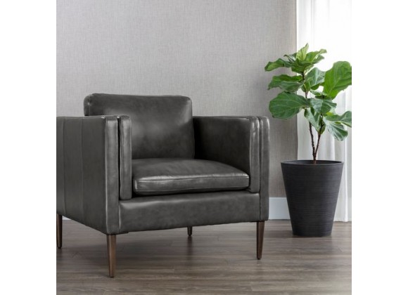 Sunpan Richmond Armchair - Brentwood Charcoal Leather - Lifestyle