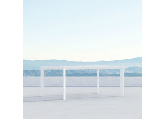 Azzurro Living Porto Rectangular Dining Table With Matte White Aluminum Frame And Matte White Aluminum - Lifestyle
