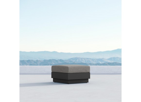 Azzurro Living Porto Ottoman With Matte Charcoal Aluminum Frame And Ash All-Weather Rope - Lifestyle
