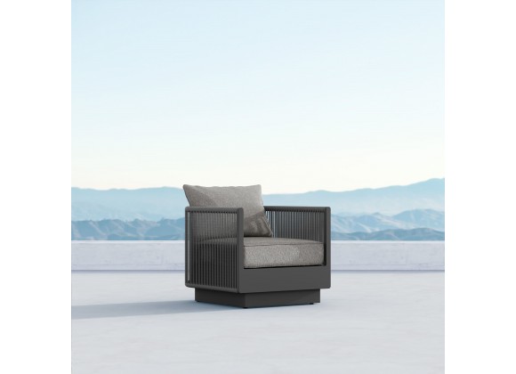 Azzurro Porto Club Chair In Matte Charcoal Aluminum Frame and Ash All-Weather Rope - Lifestyle