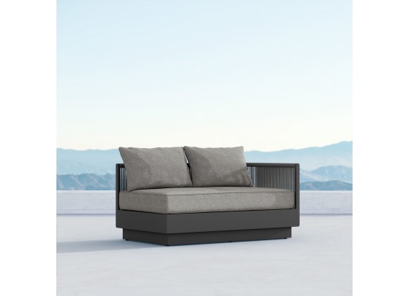 Azzurro Porto Left Arm Sofa In Matte Charcoal Aluminum Frame And Ash All-Weather Rope - Lifestyle