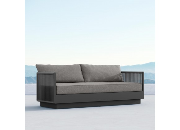 Azzurro Porto 3 Seat Sofa With Matte Charcoal Aluminum Frame And Ash All-Weather Rope - Lifestyle