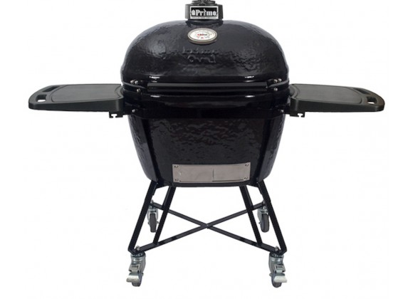 Primo Ceramic Oval  All-In-One Grills with Heavy Duty Stand, Side Shelves - XL