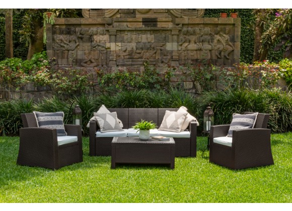 Hospitality Rattan Patio Plastique 4-Piece Seating Set Front View