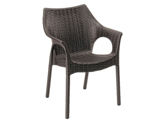 Hospitality Rattan Patio Plastique Set of 2 Dining Armchairs