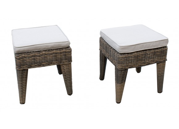 Hospitality Rattan Patio Spanish Wells Set of 2 Ottomans