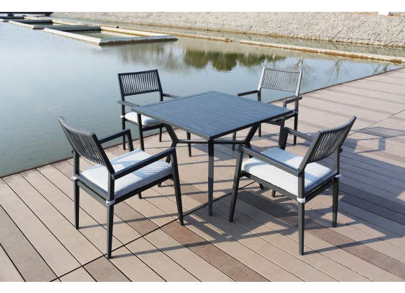 Hospitality Rattan Patio Manhattan 5-Piece Dining Set with Cushions