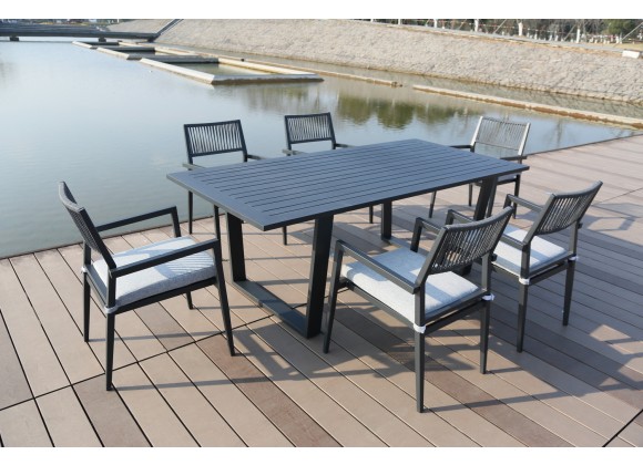 Hospitality Rattan Patio Manhattan 7-Piece Dining Set with Cushions