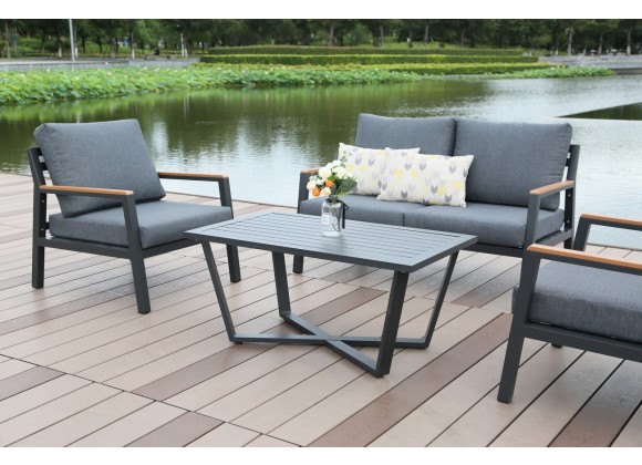 Hospitality Rattan Patio Manhattan 4-Piece Settee Living Set