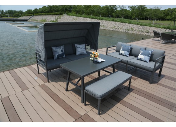 Hospitality Rattan Patio Manhattan 4-Piece Sectional Set