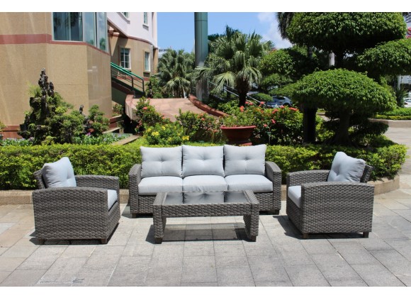 Hospitality Rattan Patio Haven Cove 4-Piece Sofa Set with Cushions