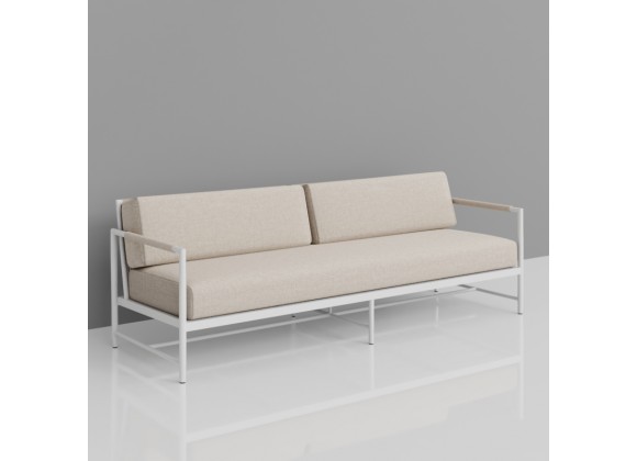 Sunset West Sabbia Sofa with Echo Ash Cushion - Front Side View