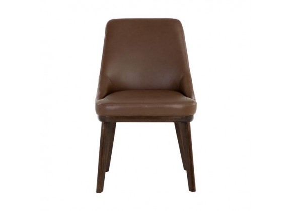 Sunpan Jody Dining Chair in Missouri Mahogany Leather - Set of Two - Front Angle