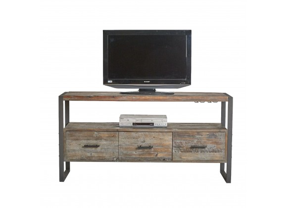 Crawford and Burke Stewart Antique Gray 60" Media Console, Front Angle