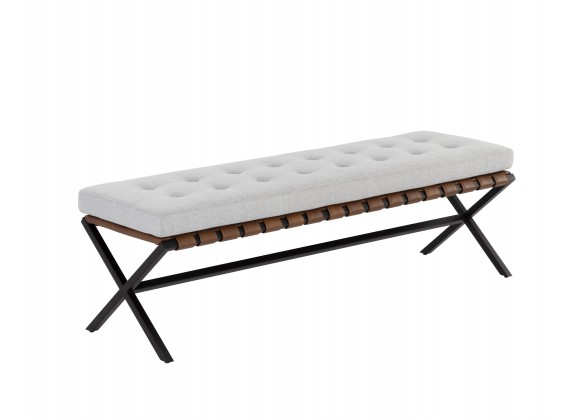 Sunpan Kenji Bench Small - Black - Mina Light Grey - Front Side Angle