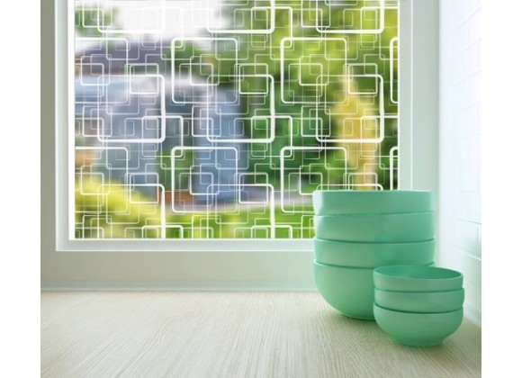 Odhams Press Retro Squares Sheer Adhesive Window Film