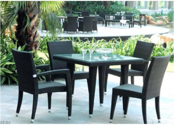 PVC Rattan 5-pc Patio Table Set