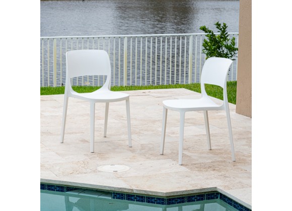 Rainbow Outdoor Bella Set of 2 Stackable Side Chair-White