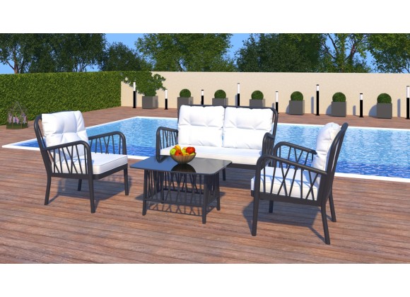 Gala 4-Piece Seating Set w/cushion-Anthracite Side