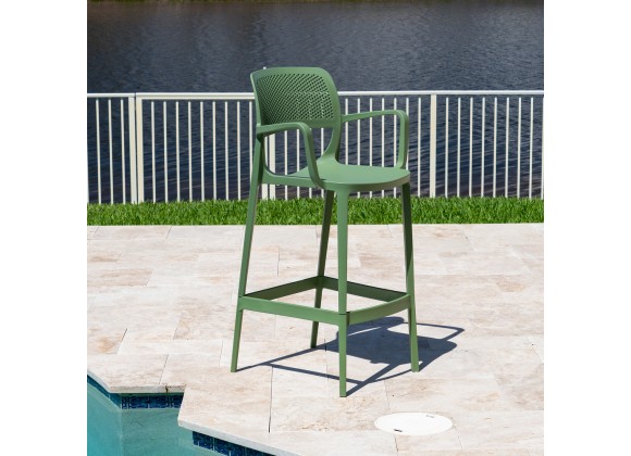 Rainbow Outdoor Mila Set of 2 Stackable Barstool Green
