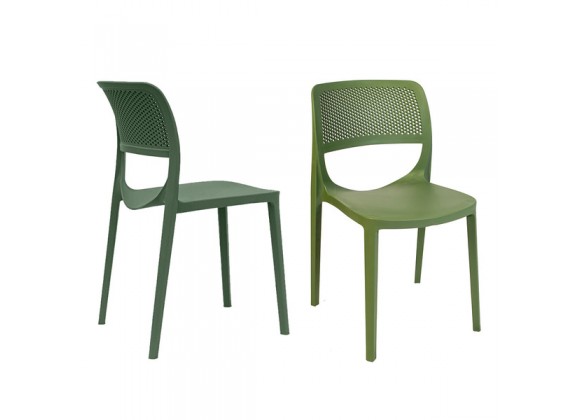 Rainbow Outdoor Mila Set of 2 Stackable Side Chair Green 