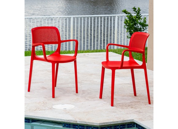Rainbow Outdoor Mila Set of 2 Stackable Armchair Red