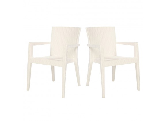 Rainbow Outdoor Montana Set of 2 Stackable Armchair White
