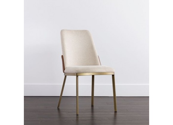 Sunpan Marie Dining Chair Belfast Oatmeal-Bravo Cognac - Set of Two - Front Side Angle